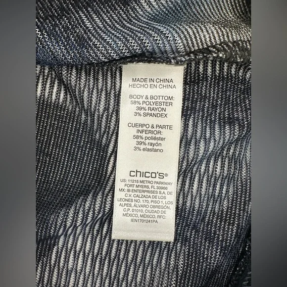 Chico's Knit Jacquard Duster Open Front Cardigan XXL Blue Burnout Knit Elbow SLV - Picture 10 of 11